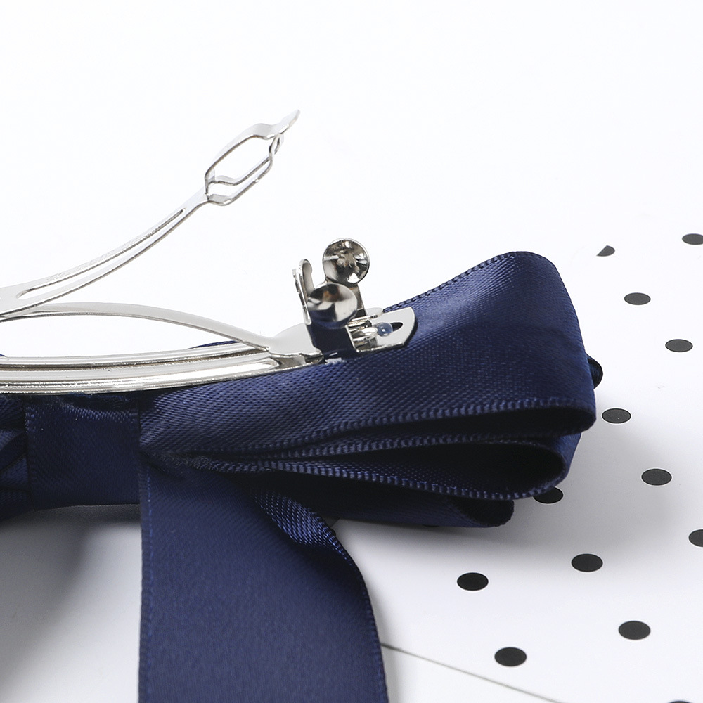 Qiyue European and American fabric color satin double-sided ribbon ribbon bow hair clip solid color long ribbon spring clip C197 Specification drawing
