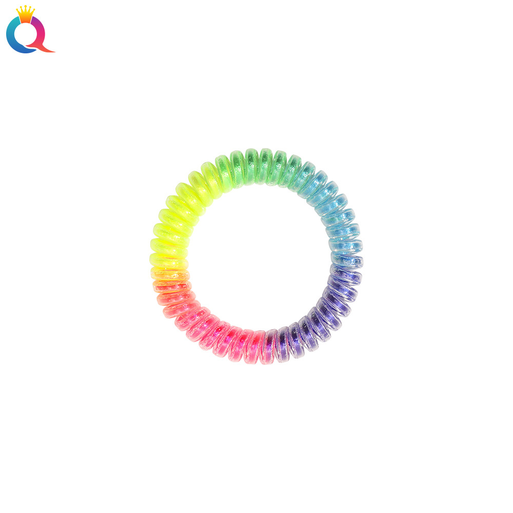 Qiyue Korean Rainbow telephone line hair band, high-elasticity candy color multi-color gradient hair accessory, beautiful and versatile hair accessory Item Picture