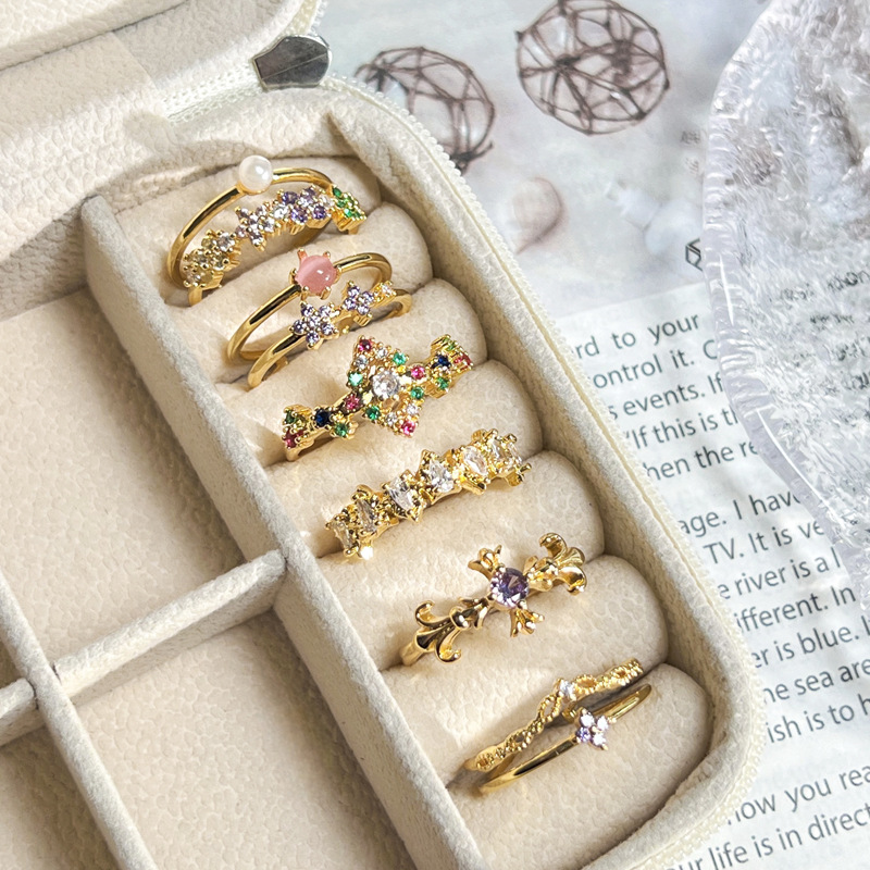 A new Korean version iris purple diamond double-layer open ring for women's exquisite colored diamonds, fashionable and niche cold style index finger ring Application Scenario