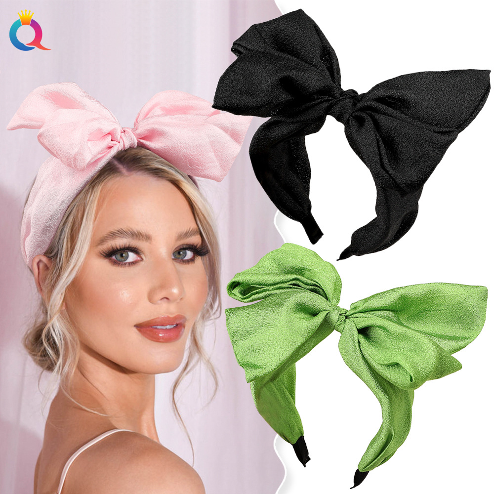 Qiyue Xiaoxiangfeng large bow hair band with a high-end feel, wide edge for washing face, women's high head top hair band wholesale details Picture