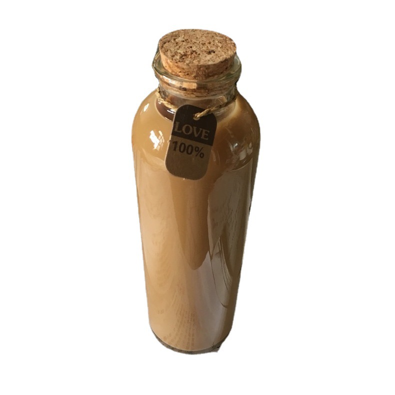 Factory direct delivery: milk tea bottles, cold-brewed tea, glass beverage bottles, message bottles, flower tea bottles, wishing wooden stopper glass bottles Item Picture