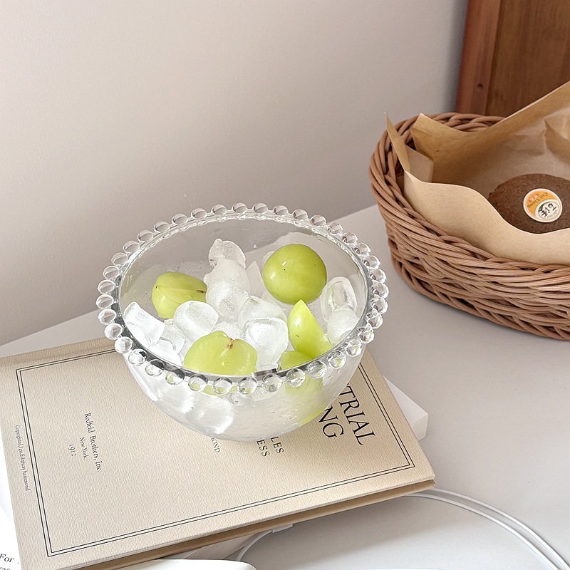 Boli Mei's self-made Ins-style glass bowls, fruit bowls, glass salad bowls, dessert bowls and pearl bowls details Picture