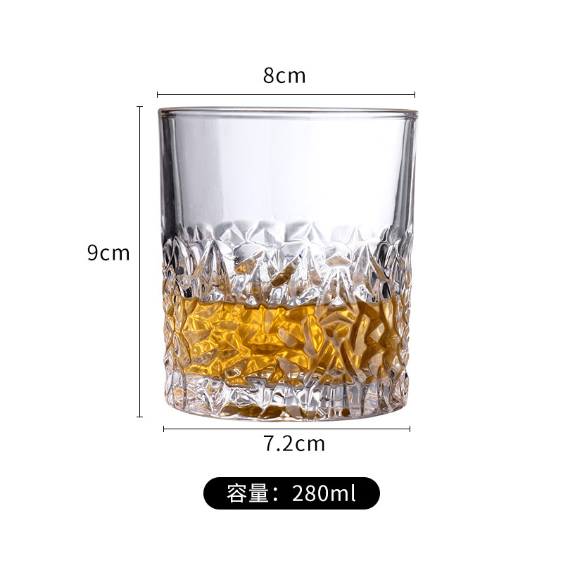 Embossed whisky glasses, spirits glasses, glass beer glasses, home creative classical Lo cups, ins Nordic wine sets Specification drawing