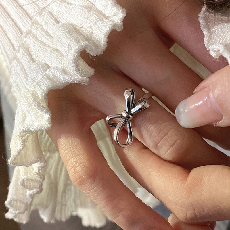 Retro bow ring, women's InS-style niche design ring, light luxury and simple opening adjustment, 2023 new style details Picture
