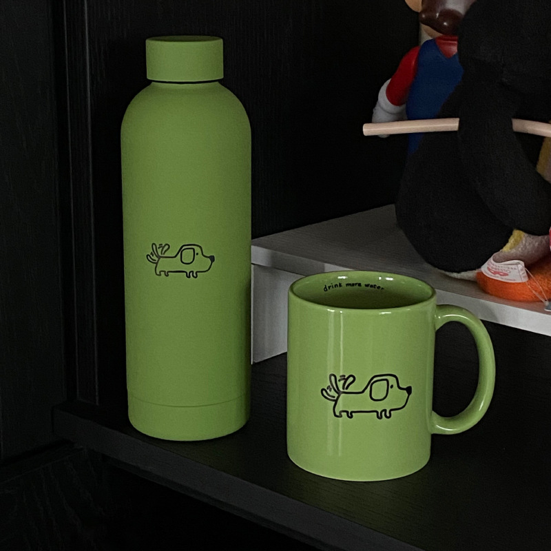 Green stainless steel insulated cups, travel cups, ceramic mugs, water cups, gift box sets, and gifts for niche products without anxiety Specification drawing