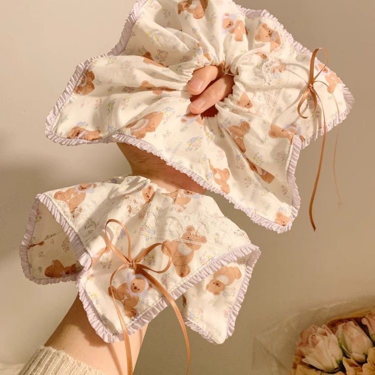 Cute little bear square scarf headband, bow tie, large intestine hair band, high-end feminine look, low ponytail hair band, Korean-style fashionable leather band full figure