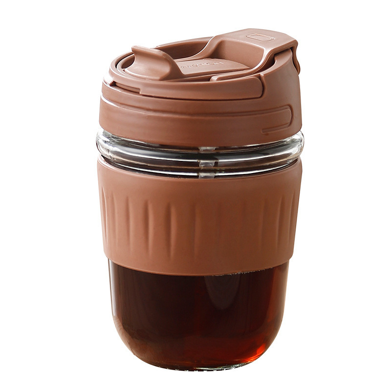 High-quality appearance level glass double-drinking cup, summer girls' drinking cup, portable and cute home milk water cup for easy use Item Picture
