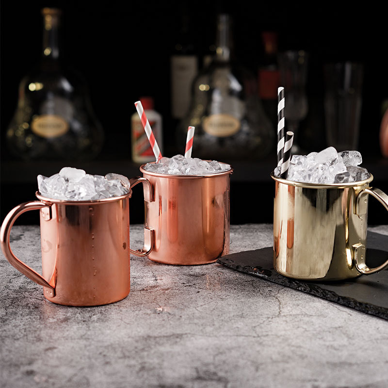 304 stainless steel mugs, cocktail cups, beer mugs, Moscow mule cups, copper-plated cups, bar metal cups full figure