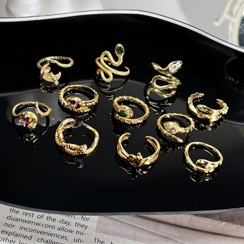 New Chinese-style snake-shaped retro open ring for the zodiac year, a fashionable, versatile, cool, light luxury and high-end ring for women Application Scenario