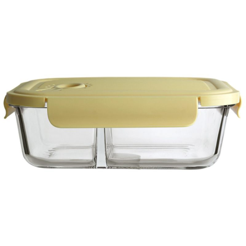 Wholesale of InS-style high borosilicate glass lunch boxes with pull rings, microwave oven dividers, rice bento boxes, and fresh-keeping bowls with meals Item Picture