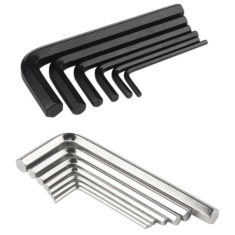 Nickel-plated L-shaped flat head Allen wrench, extended torque ball wrench, hexagonal box anti-theft wrench details Picture