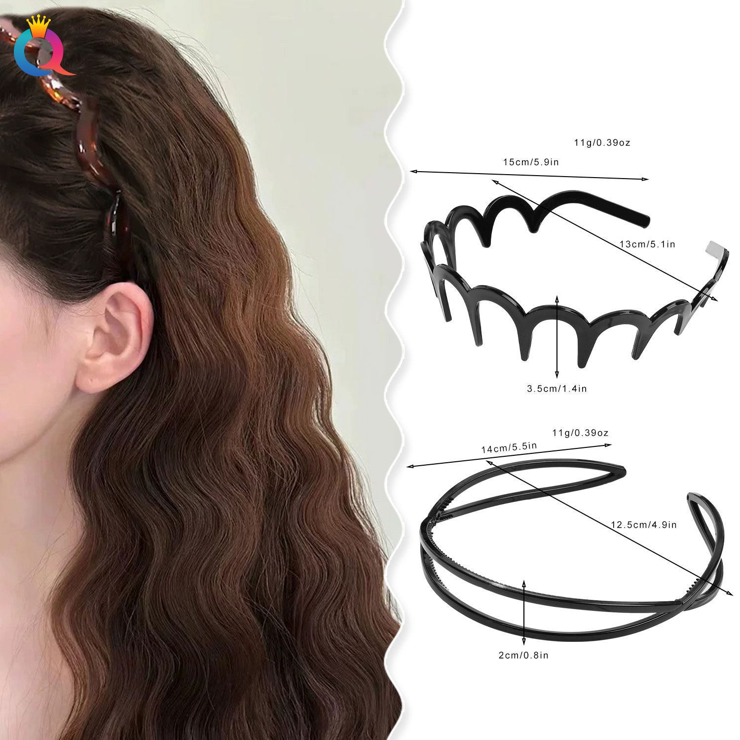 Qiyue's best-selling PC wavy hair bands, face wash headbands, toothed anti-slip hair holes, and high-end hair clips and hair accessories wholesale in Yiwu details Picture