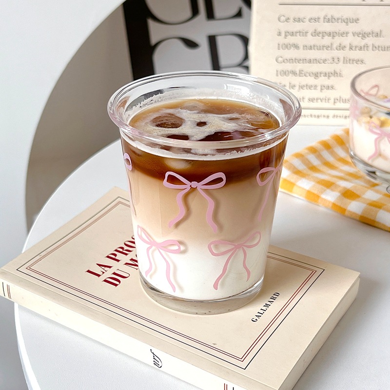 Dessert cup, InS-style bow cup and bowl set, glass cup, cold brew cup, girlish salad bowl, fruit dessert bowl Specification drawing
