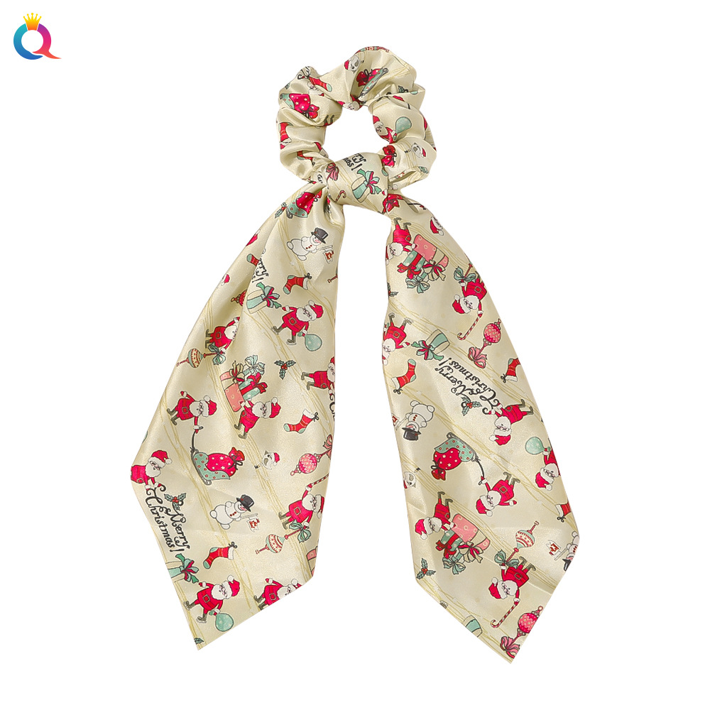 Qiyue European and American New Christmas Large Intestine Ring Snowflake Christmas Tree Ribbon Hair Band Special Zone, sample making supported Item Picture