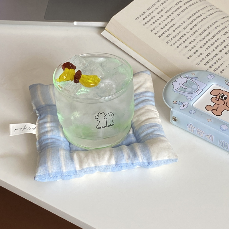 Stackable homemade cartoon ins dog breakfast cup, high-temperature resistant glass cup, milk cup, simple couple 300ml Item Picture