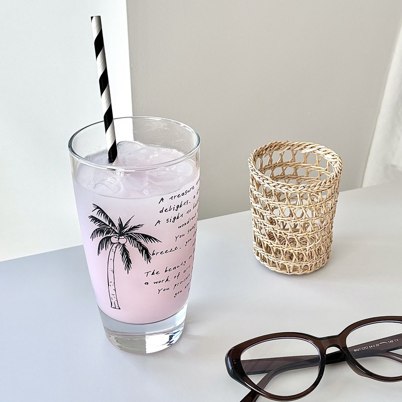 Homemade coconut tree cups, glass cold brew cups, coffee cups, household drinking cups, glass cups, breakfast cups, milk cups Item Picture