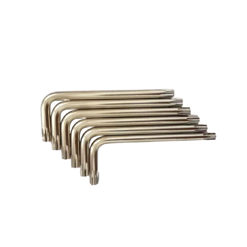 Wholesale of double-head L-shaped box wrenches T25, T5-T50 star-shaped cross-shaped box wrenches with holes for anti-theft details Picture