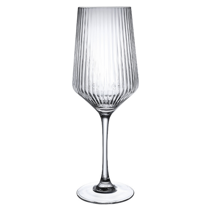 Large vertical Bordeaux wine glass for home use, luxurious crystal glass with corrugated stripes, grape tall stem glass, cross-border Item Picture