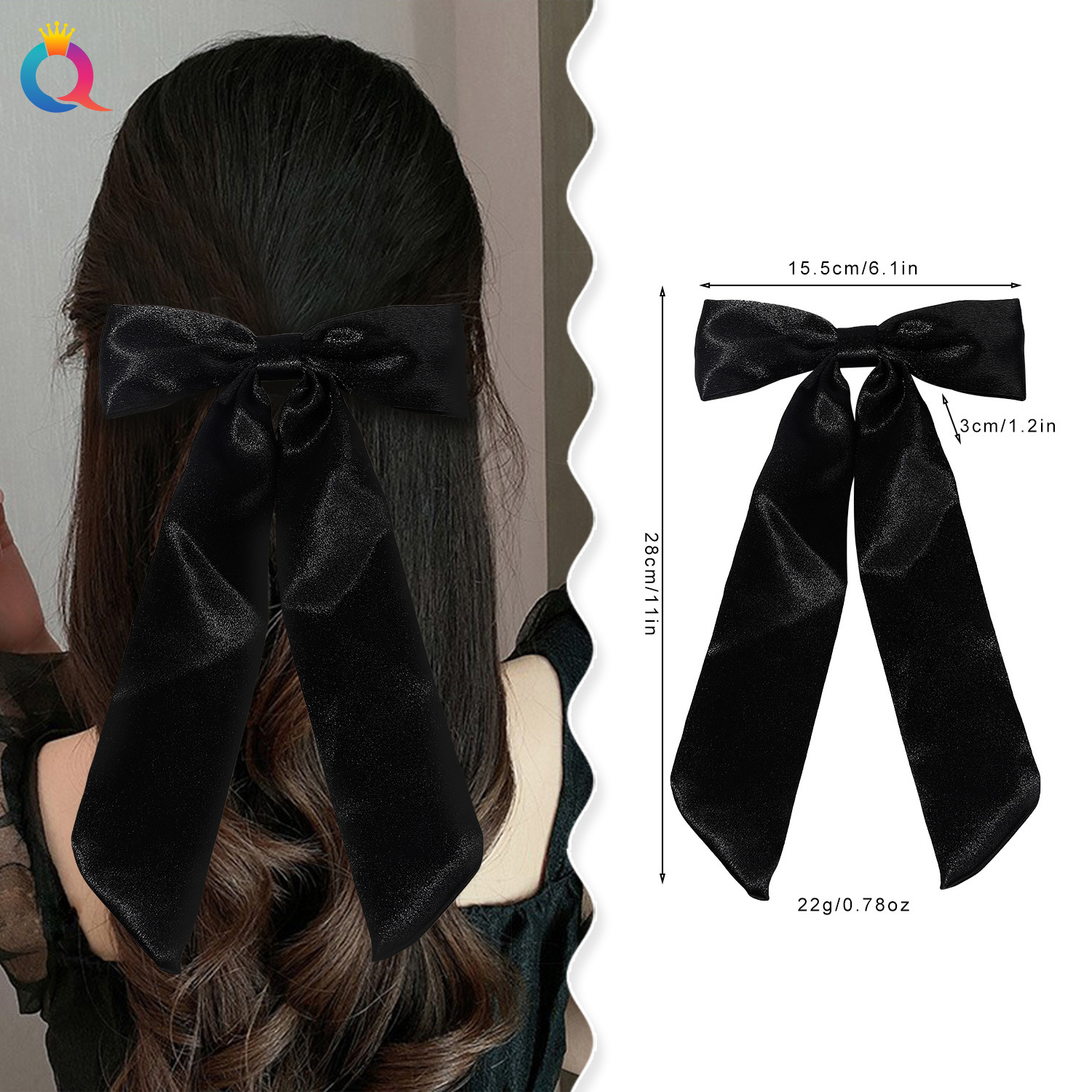 Qiyue Cross-border Bow Ribbon Hair Clips, Japanese and Korean style clips, high-end updo, duckbill clips, sweet hair accessories wholesale details Picture