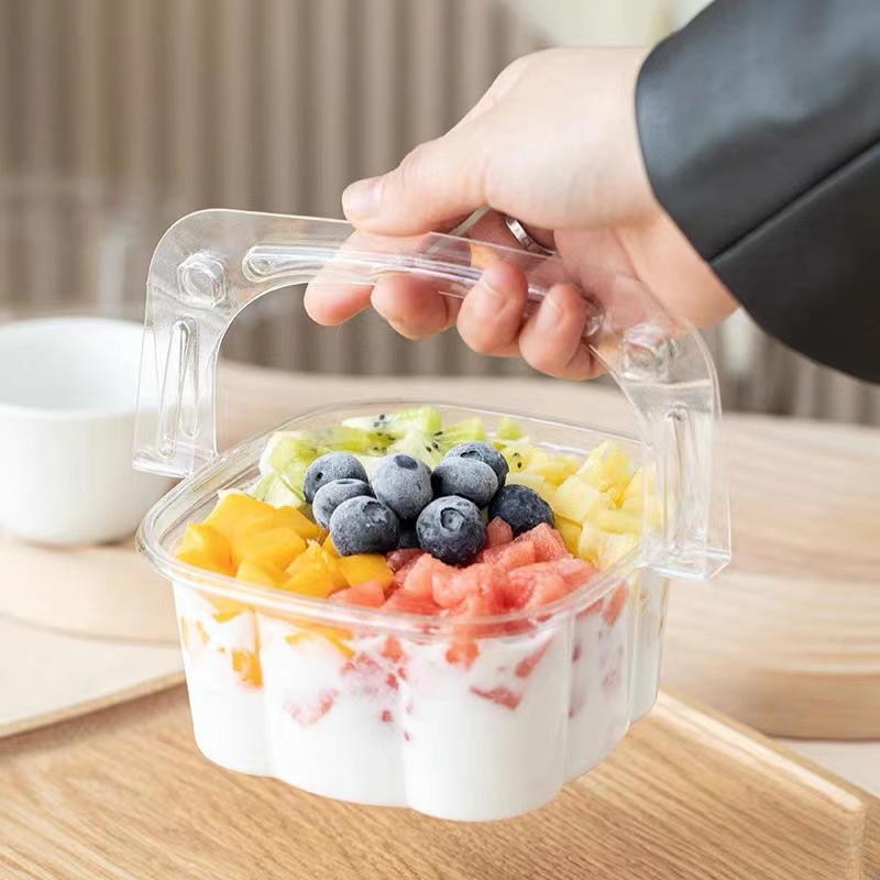 Ice powder box, portable taro balls, desserts, bayberry ice dumplings, cold noodles, fruits, coconut jelly, disposable packaging box Specification drawing