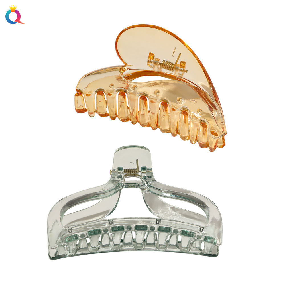 Qiyue Heart-shaped Transparent Large Grab Clip, Bath bun Hair clip, back of the head Grab clip, Korean elegant style clip Item Picture