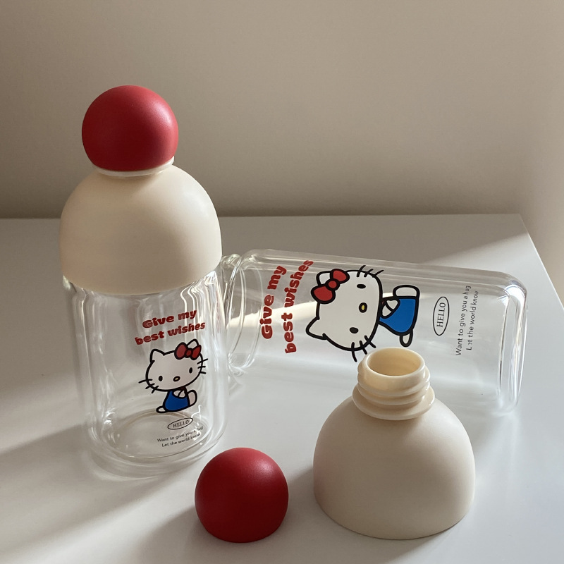 A cute kt sealed car simple and portable cup with a red nose, a heat-resistant gift of 220ml Item Picture