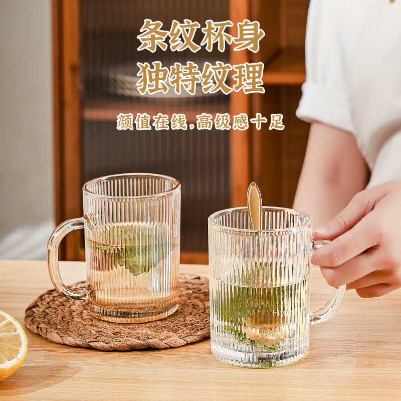 High-end glass cups, drinking cups with handles, tea cups, water bottles, set for living room and family guests, modern and simple Specification drawing