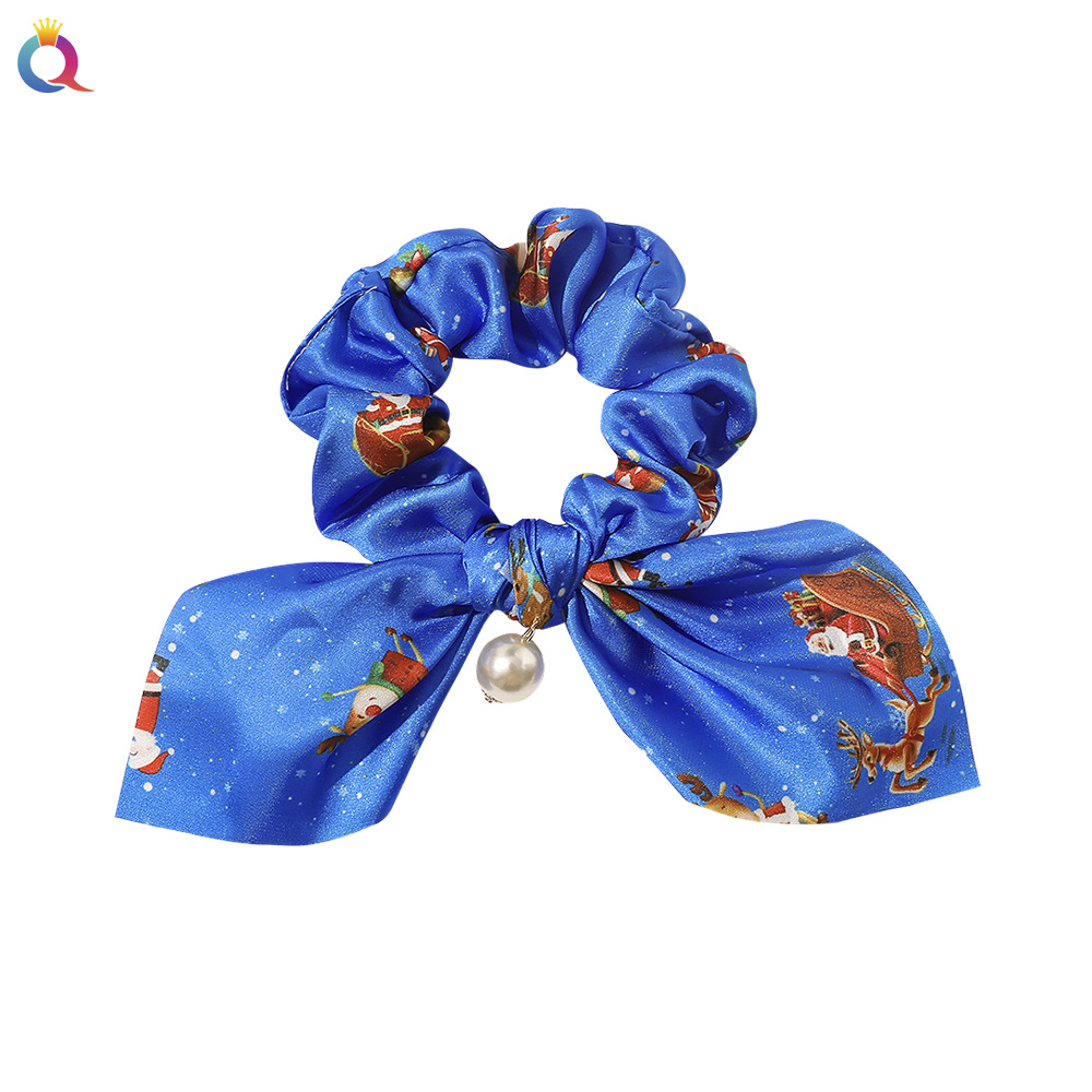 Qiyue Christmas Ribbon, Large Intestine Hair Band, Pearl Large Intestine Hair Band, Rabbit Ear Hair Accessory Section, sample making supported Item Picture