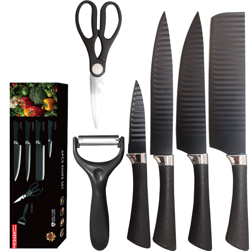 Stainless steel knife wavy set 6-piece kitchen household knife set, business gift knife set Item Picture