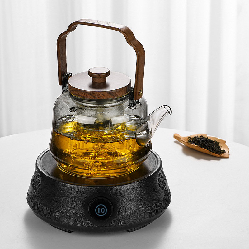 Glass steaming and boiling teapot, household handle teapot, tea set, electric ceramic stove, heating kettle for boiling tea, special teapot for brewing tea around a stove details Picture