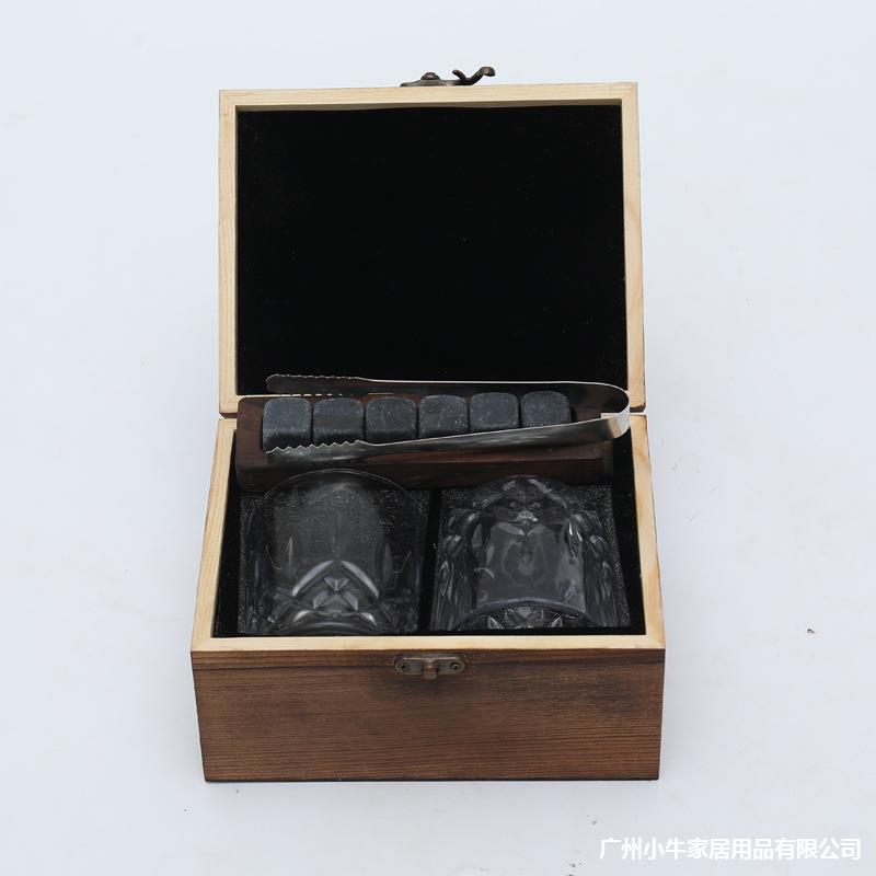 Amazon's best-selling whisky wine glass wooden box set gift box, a complete set of packaging for foreign wine glasses, ice wine, and stone wine sets Specification drawing