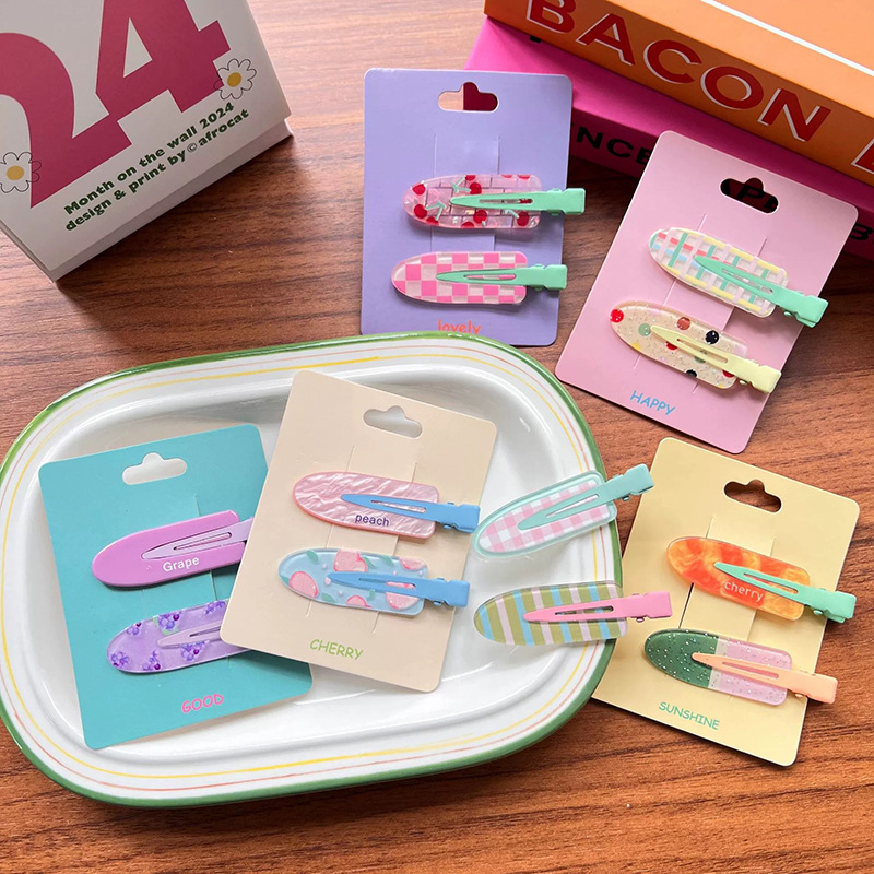 Sweet and cute fruit seamless hair clips, female forehead hair clips, side bangs clips, makeup clips, broken hair clips, straight clips, headwear full figure