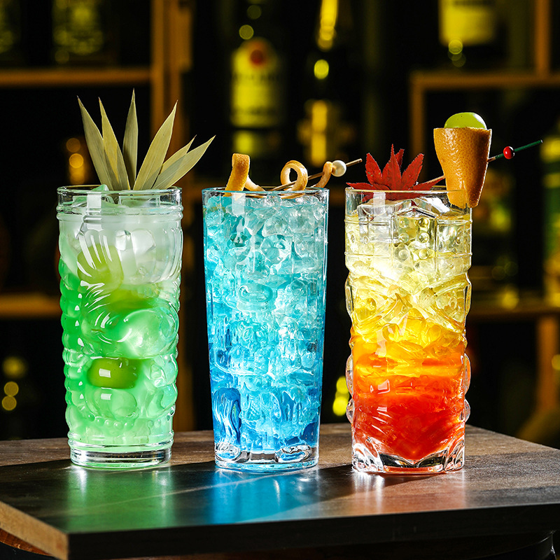 Creative glass juice cup, thickened cocktail cup, funny face cup, fruit tea cup, milk drink cup, smoothie cup details Picture
