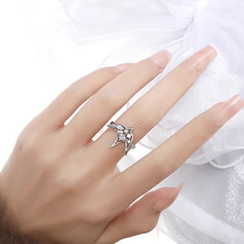 Exquisite and unique liquid swallow opening ring, sweet and cool girl, trendy index finger ring, versatile and fashionable ring accessory Specification drawing
