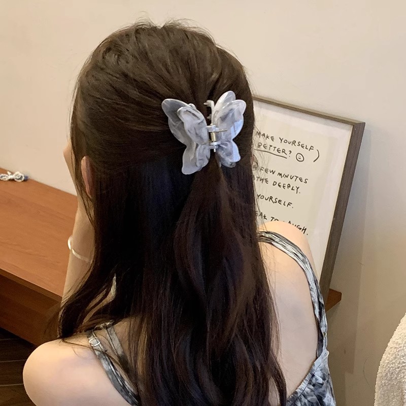 Super Fairy 3D Butterfly hairpin for Women 2025 New style High-end medium-sized hairpin at the back of the head shark hairpin hairpin accessory full figure