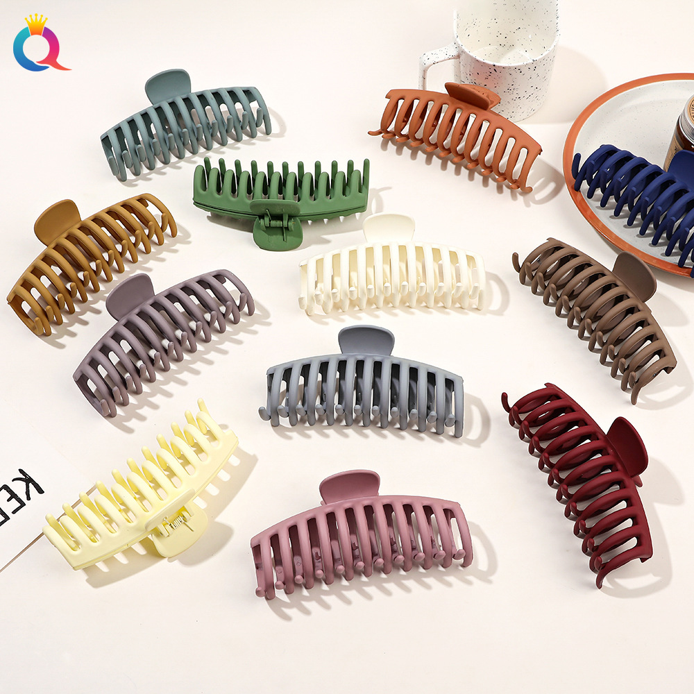 Qiyue matte Oversized hair Clip 13cm keel grab clip for the back of the head ponytail, shark clip hair accessory wholesale details Picture