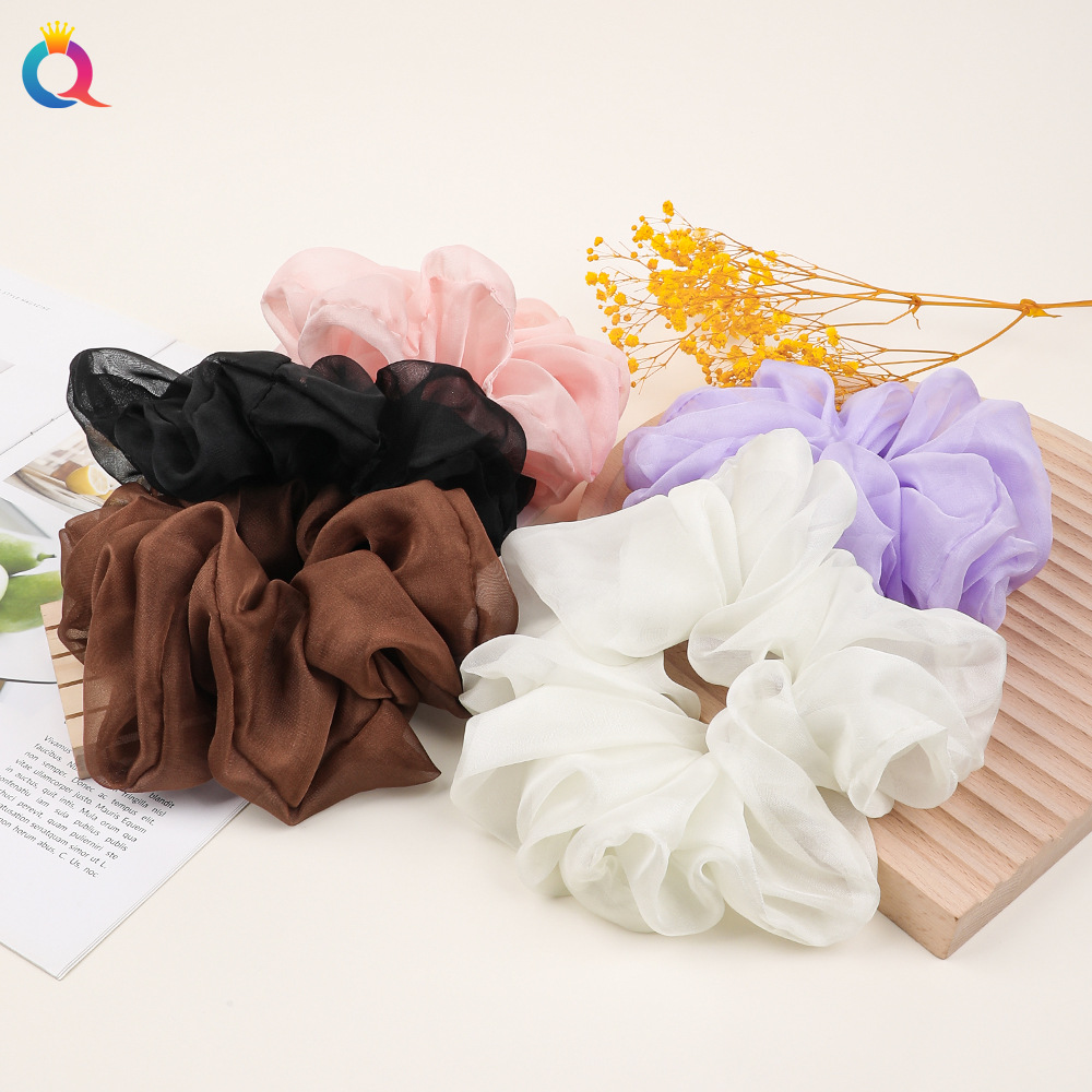 Qiyue Super Large Chiffon hair Band, fairy-like style Large Intestine Hair band, solid color hair flower, large intestine hair band and hair tie wholesale full figure