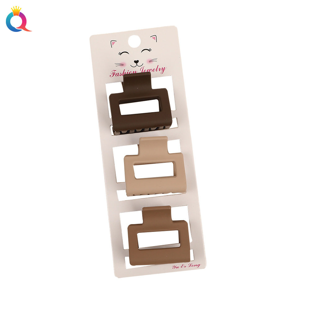 Wholesale of Qiyue Korean version coffee-colored three-piece set hair clips, updo hair clippers, high ponytail hair clippers, shark clippers and hair accessories Item Picture