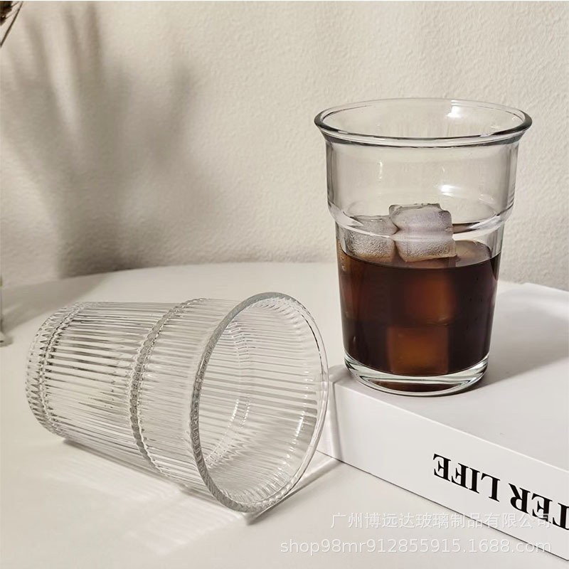 Reverse transparent glass cup, high school girls' appearance level water cup, large capacity summer cold drink cup, iced Americano latte coffee cup Specification drawing