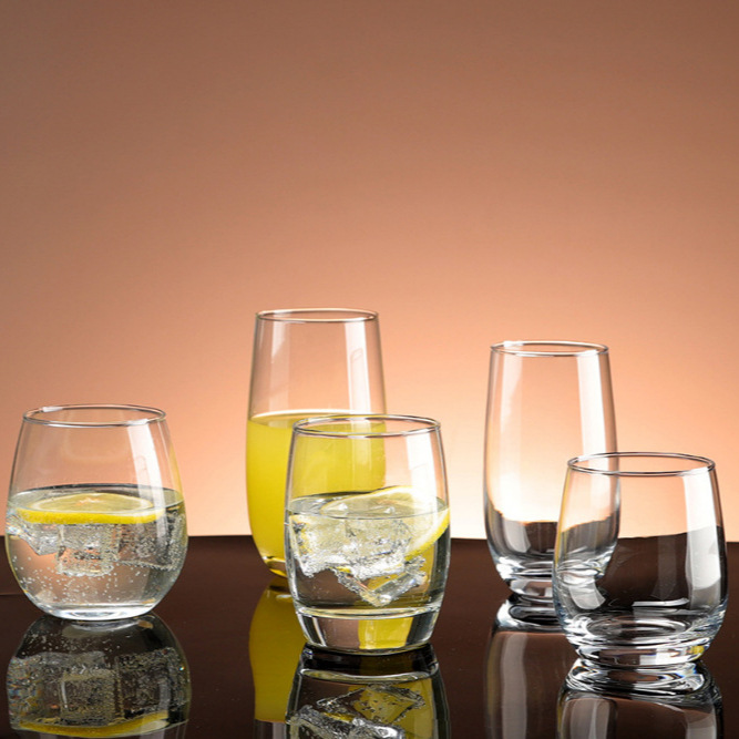 Thickened household water cups, glass cups, high-end milk water cups, beverage cups, high-temperature resistant transparent glass large-bellied cups details Picture