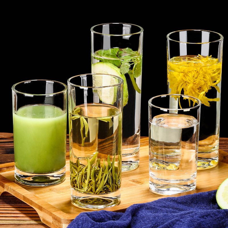 Wholesale of straight glass cups, water cups, beverage juice cups, milk cups, green tea cups and straight cup sets for restaurants Application Scenario
