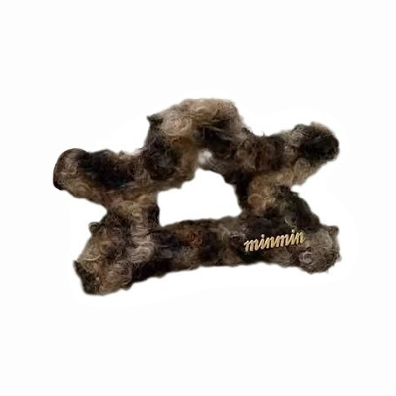 Spring/Summer leopard print plush large scratch-clip women's 2025 new style High-end back head hairpin, elegant shark clip hair accessory Item Picture