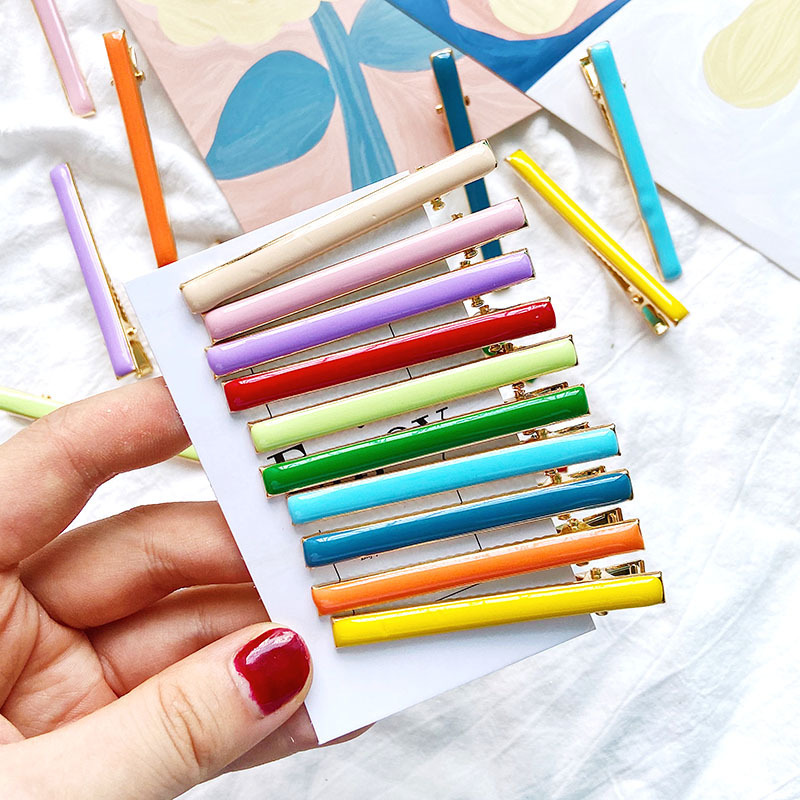 Dopamine oil hair clip, Korean candy-colored student girl one-piece clip, broken hair clip, simple and versatile hair clip clip full figure