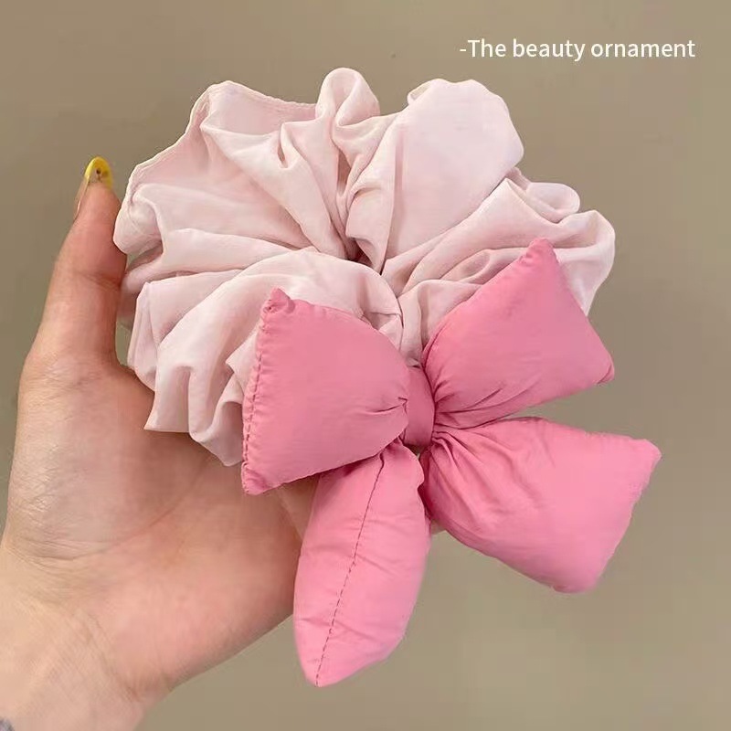 ins Korean version sponge bow large intestine hair tie Sweet Girl 2025 Spring/Summer new style High-end hair tie Application Scenario