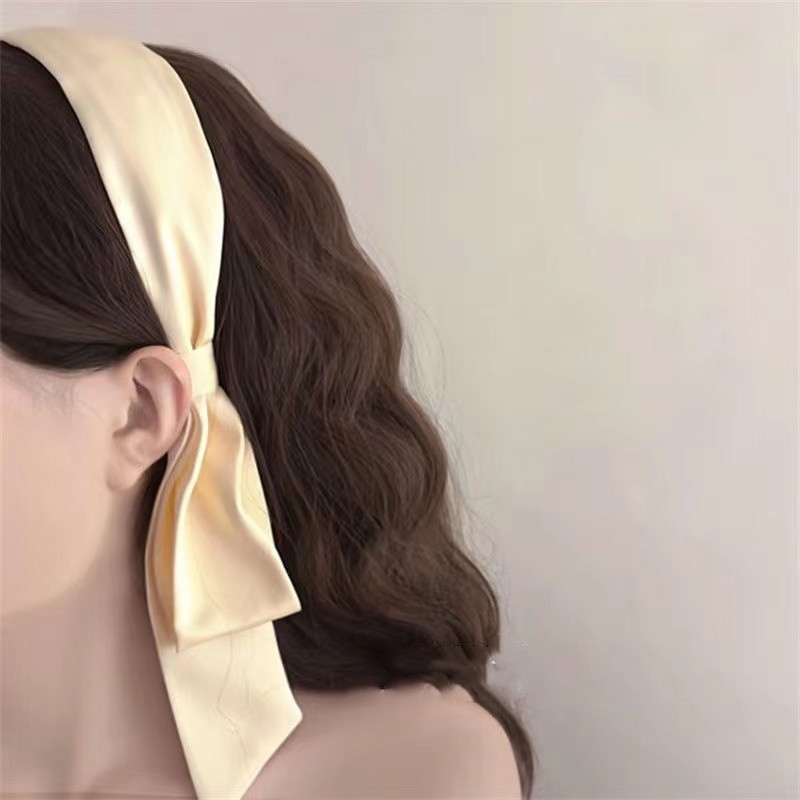 French retro matcha green ribbon hair band, summer one-piece high-end design hair band, hair tie head band hair accessory Specification drawing
