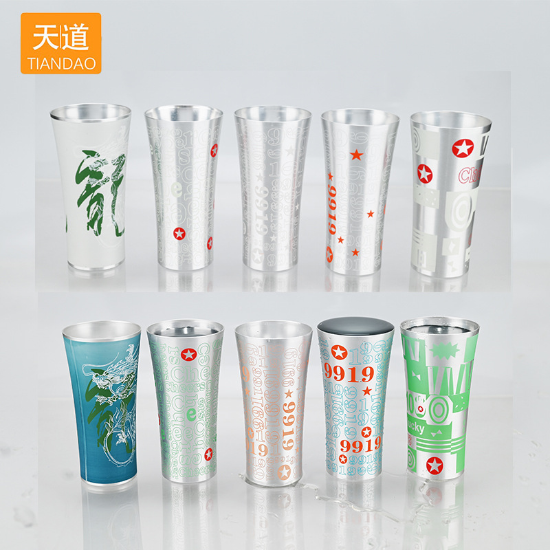 New internet-famous color-changing aluminum cups, bar coffee and juice cups, food-grade aluminum refrigeration transformed beer mugs, creative aluminum cups full figure