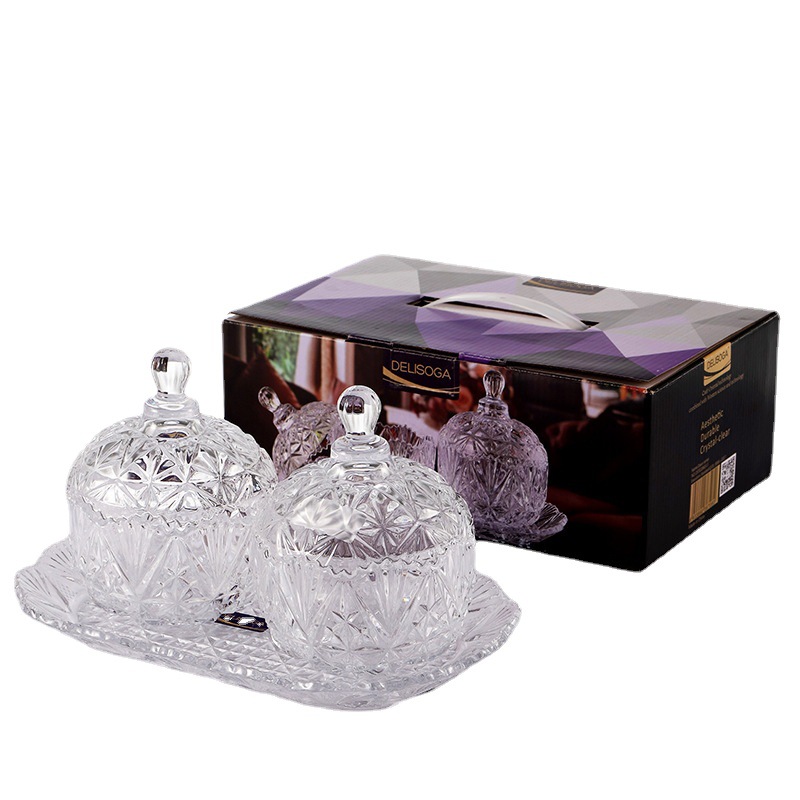 DELISOSA glass candy jar, snack jar with lid, sugar jar, coffee rock sugar jar, multi-layer storage sugar jar Item Picture