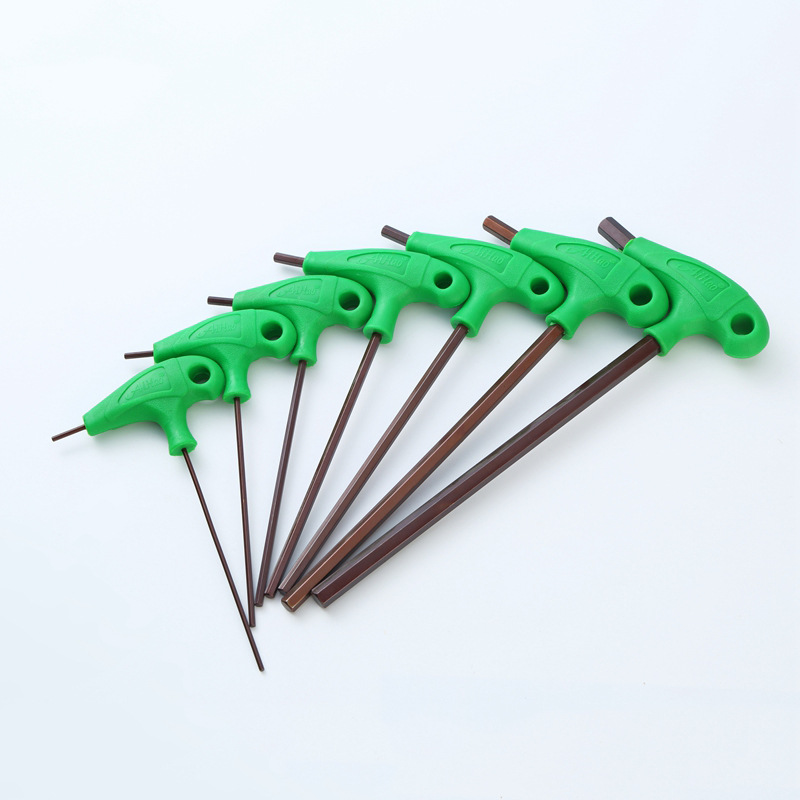 T-type S2 hex socket wrench, alloy steel S2 bronze with a reddish tint, plastic handle, walking stick, T-type wrench details Picture