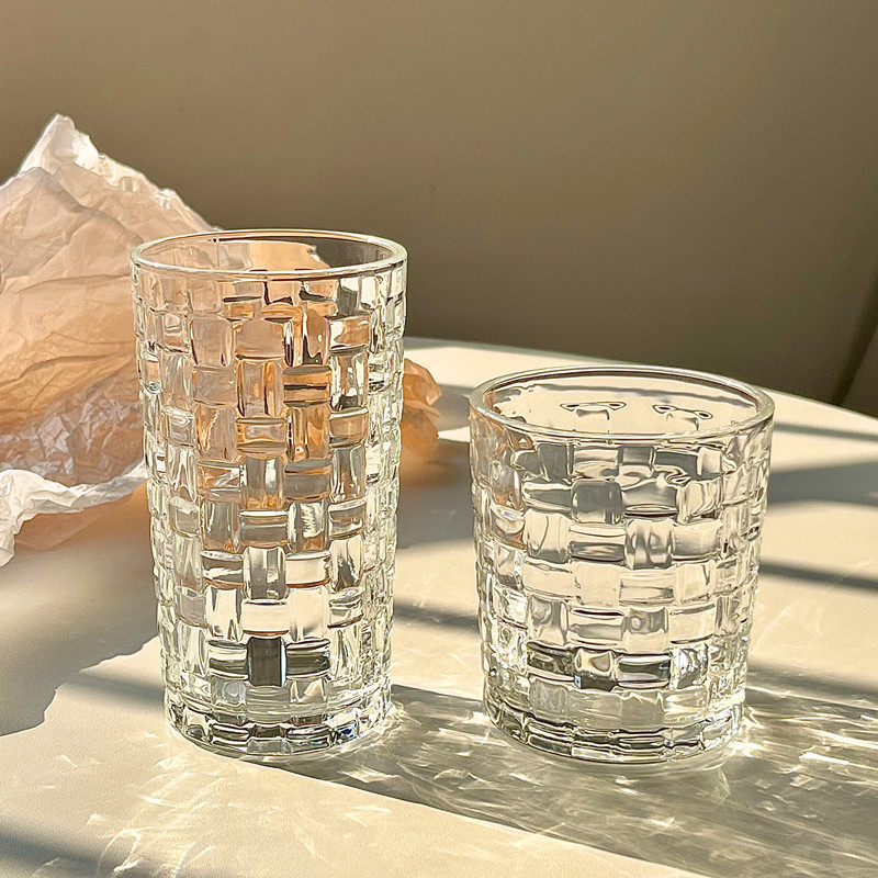 Woven glass cups, home relief water cups, juice coffee cold drink cups, INS style, fresh and forest-themed cups, the same style as bloggers details Picture