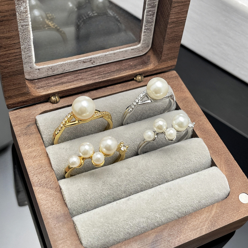 Simple and elegant, the same style as Internet celebrities, light luxury and high-end pearl open ring, a rare and exquisite Korean version ring for women on Instagram details Picture